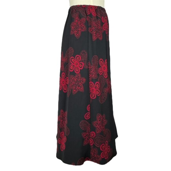 Vtg Y2K Studio I Dark Floral Midi Skirt Sz L Fairy Festival Whimsigoth Modest - Picture 2 of 6